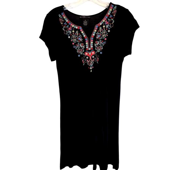 Design History PS SP Embordered Women's Maxi BOHO Sun Dress Petites Size 4P 6P - Picture 1 of 4